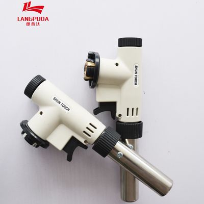 Adjustable 18.5cm Butane Flame Gun , Refillable Butane Gas Torch