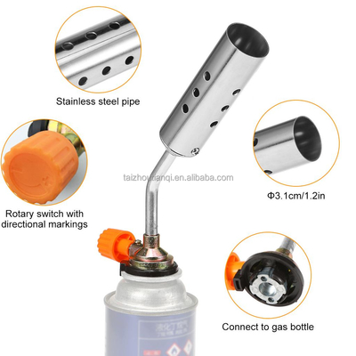 Kitchen Portable 1300C Gas Heating Torch Flame Gun Stainless Steel